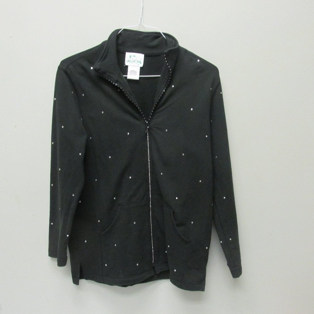 The Quacker Factory Black zip-up Sweater